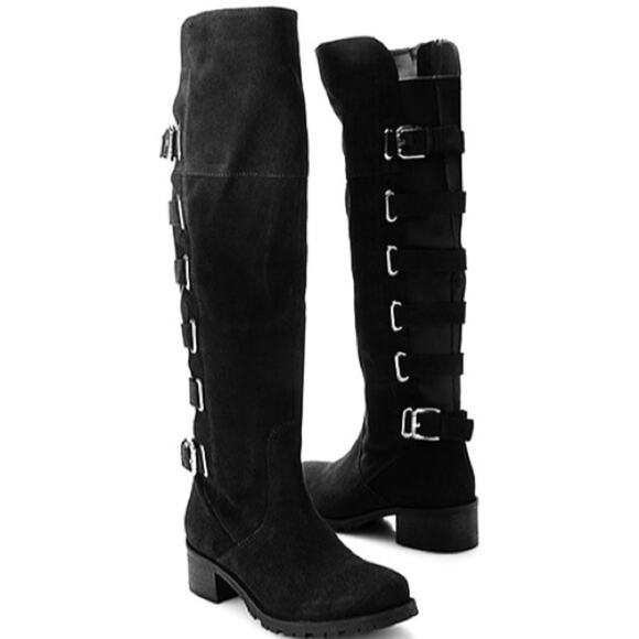 Matisse Lia Black Suede Round Toe Back Buckles Full Inner...